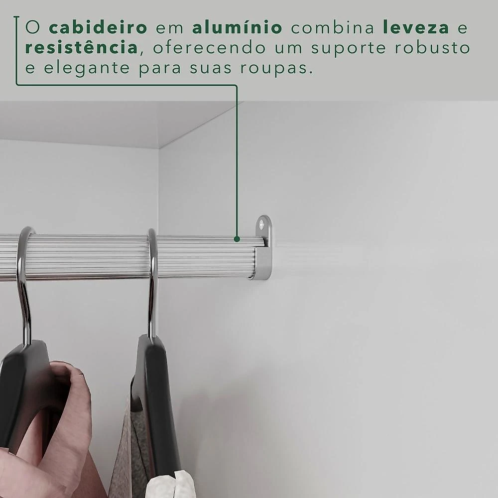 Guarda-Roupa Casal com Espelho 6 Portas 2 Gavetas França Branco