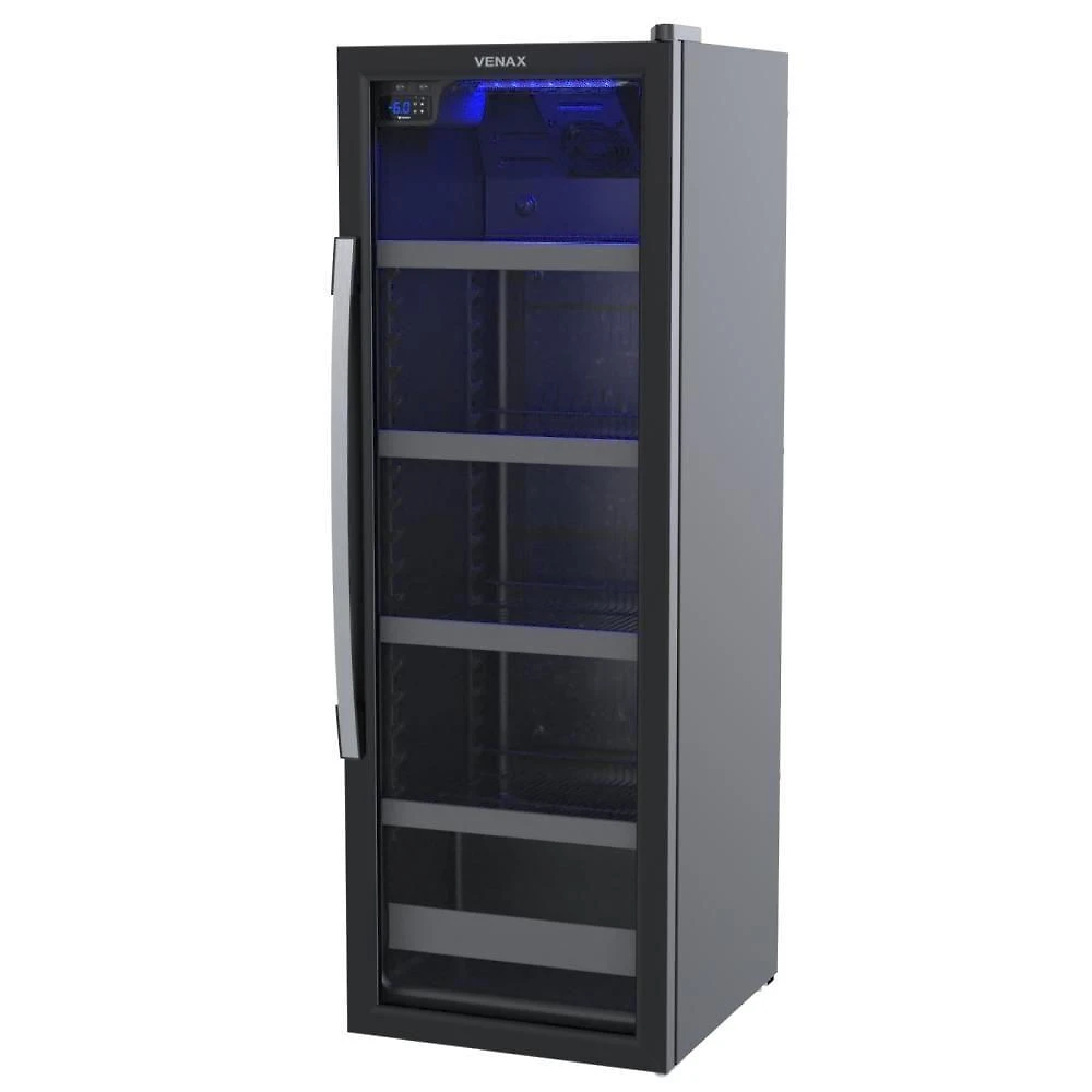 Visa Cooler Expositor Cervejeiro Porta Vidro 200l Blue Light Expvqbl 200 - Venax Preto Fosco 220v
