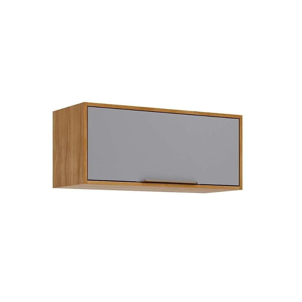 Armário Cozinha Brilhante com 1 Porta Basculante em MDF TAMANHO 80CM Cinamomo-Platina MGM