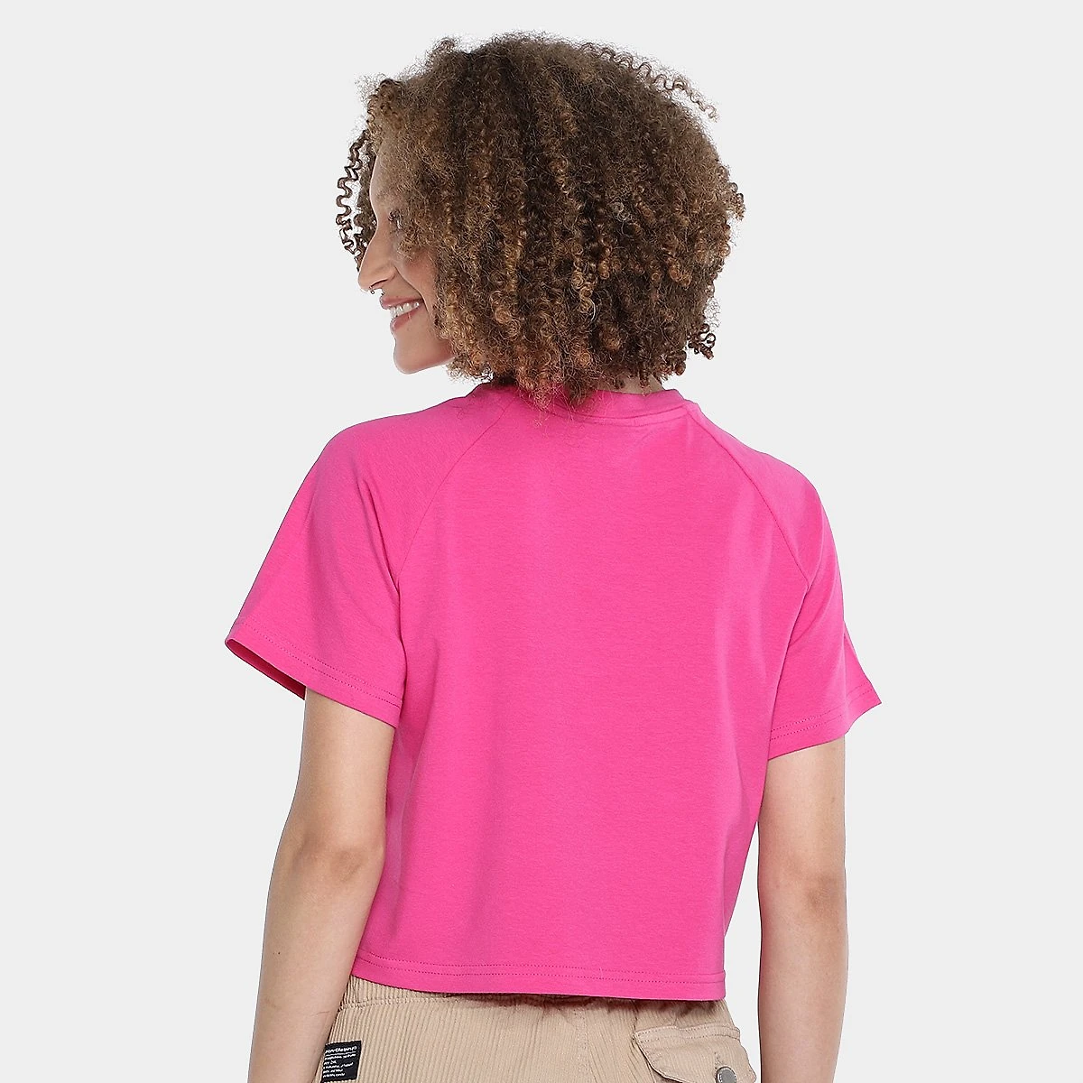 Miniatura Camiseta Cropped Baw Clothing Raglan Italic Feminina Rosa - G