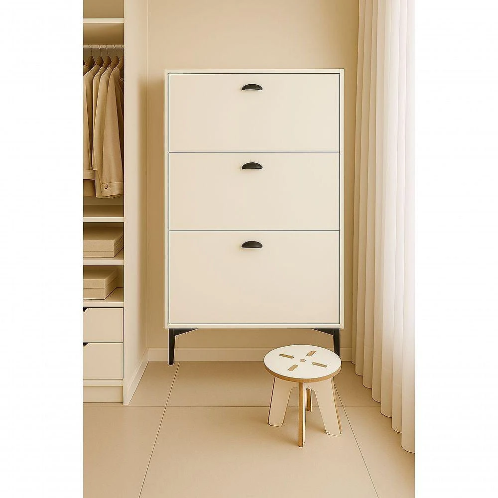 Miniatura Sapateira Estreita Mdf Branco 17cm Profundidade 3 Portas Organizador De Sapatos Para Entrada E Corredor