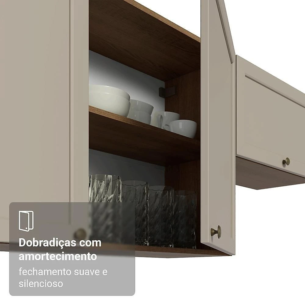 Armário Aéreo 80 Cm 2 Portas Rustic-crema Vik Madesa Rustic-crema