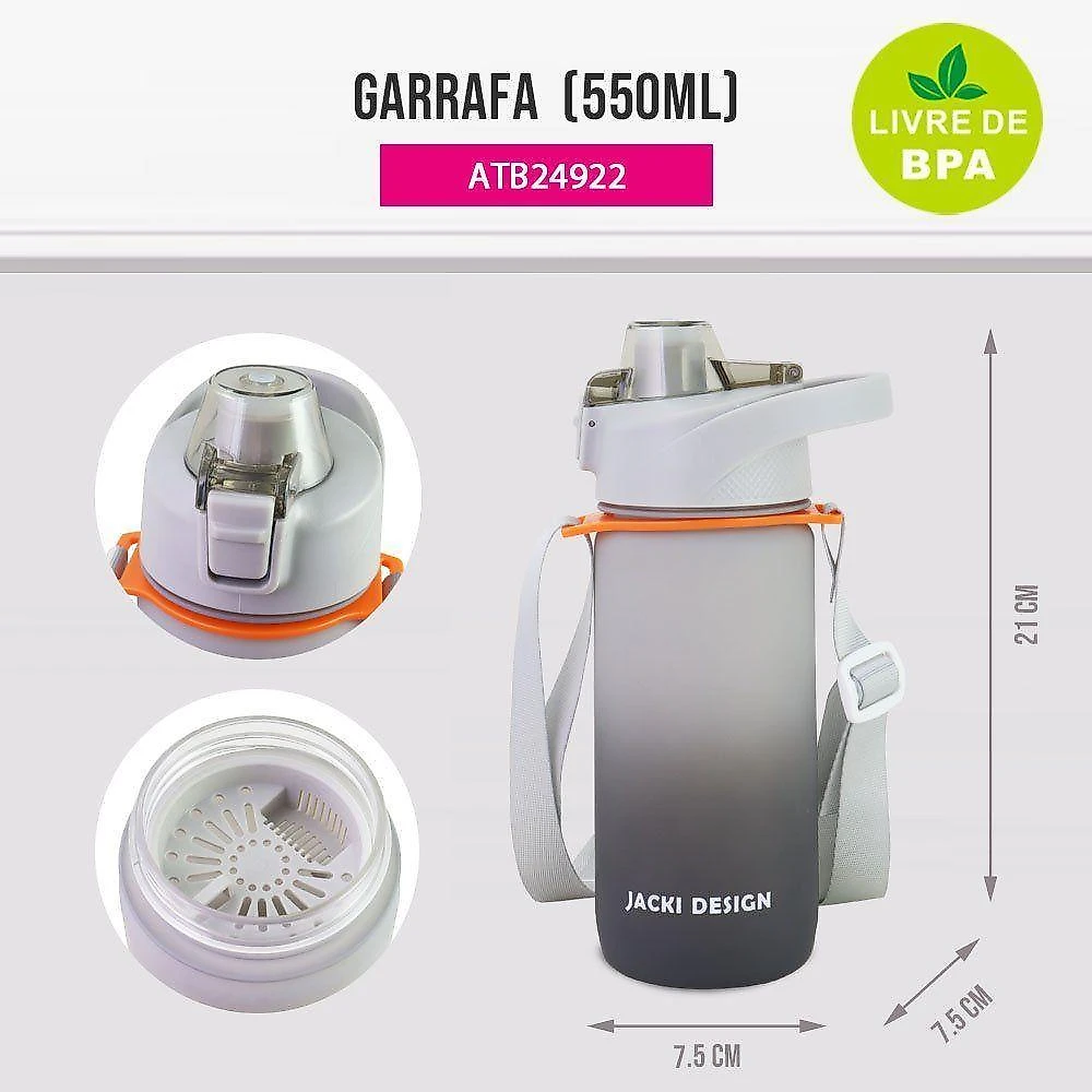 Kit bolsa térmica, marmita, garrafa 550ml, porta talheres vibe cinza
