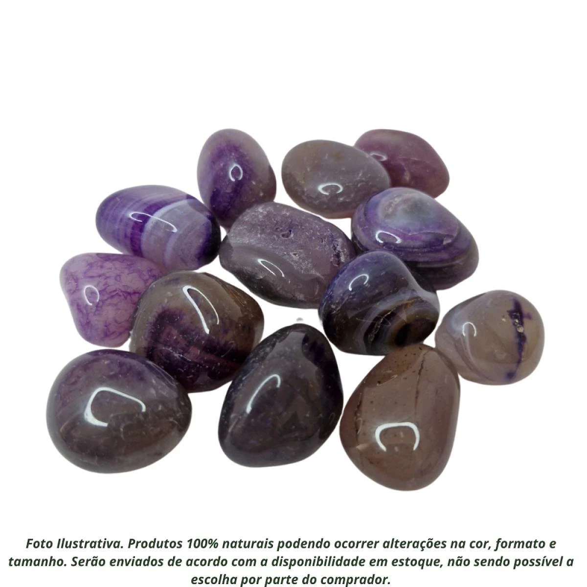 Miniatura Pedra Ágata Roxa 2 A 4 Cm Rolada 250G Natural