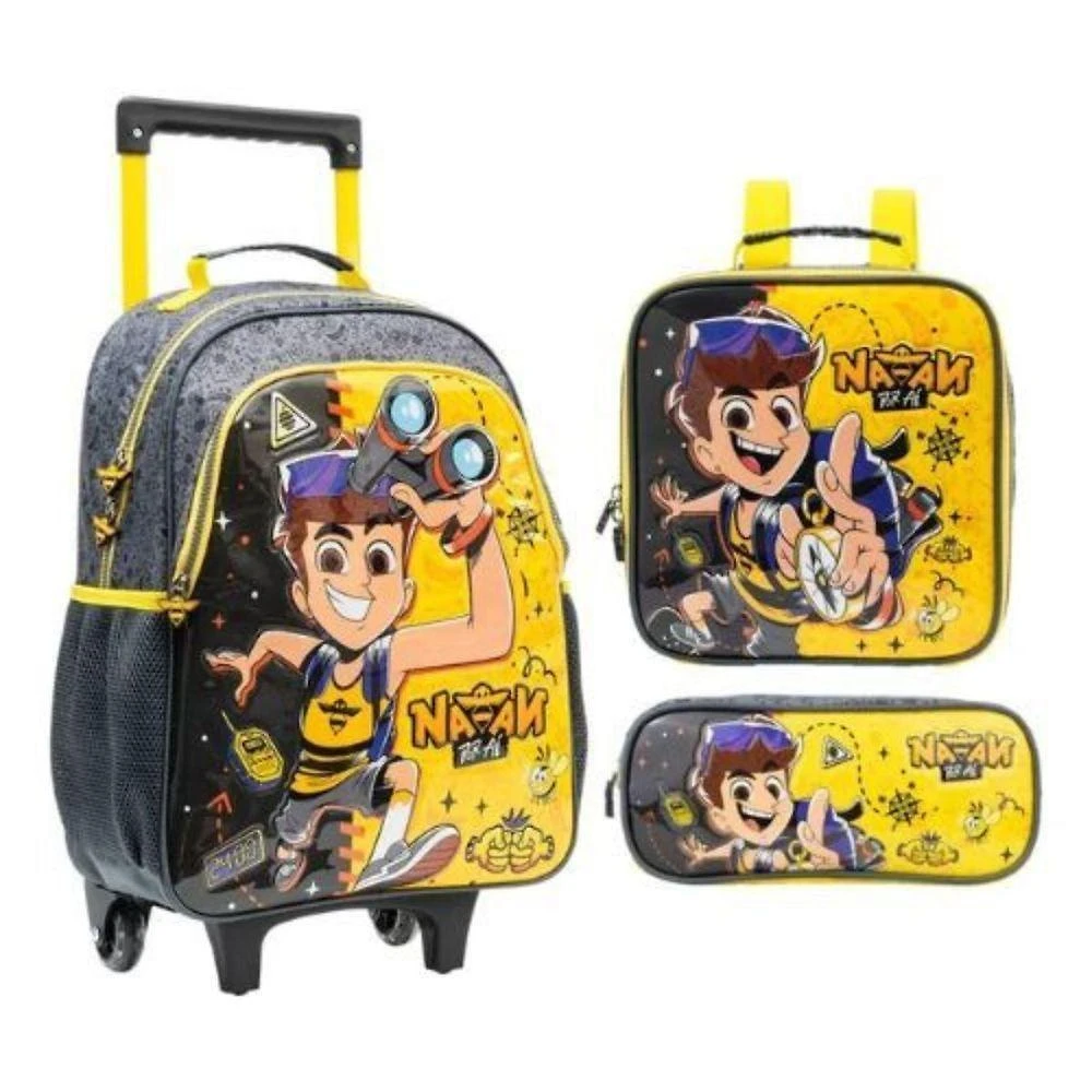 Kit Escolar Xeryus Natan por Ai com Mochila Rodinhas Lancheira e Estojo