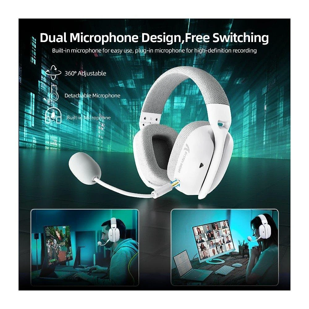 Headset Gamer Sem Fio Attack Shark L80 Pro, Bluetooth, Som Surround 7.1, Branco - L80PRO