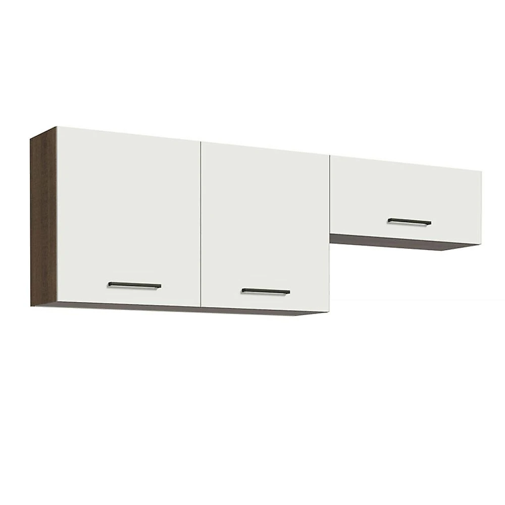 Kit com 2 Armários Aéreos Multiuso 3 Portas Rustic/Branco Agata Madesa Rustic/Branco