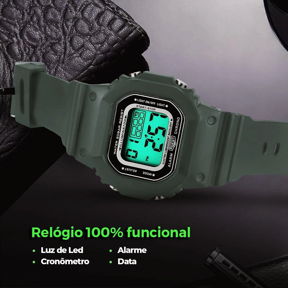 Miniatura Relógio Infantil Quadrado Digital Pulseira Silicone