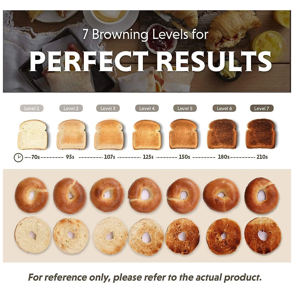 Torradeira BUYDEEM DT640 4 Pães, Aberturas Largas, Inox, Alavanca Alta, Função Bagel e Muffin, Bandeja Removível, 7 Níveis de Tostagem