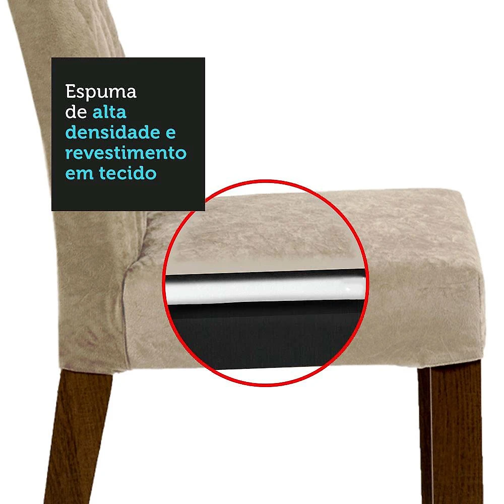 Conjunto Sala de Jantar Madesa Evelin Mesa Tampo de Vidro com 4 Cadeiras Rustic/Crema/Imperial