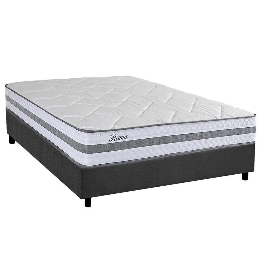 Cama Box Casal: Colchão Molas Masterpocket Ensacadas Herval Parma + Base Crc Suede Gray (138x188)