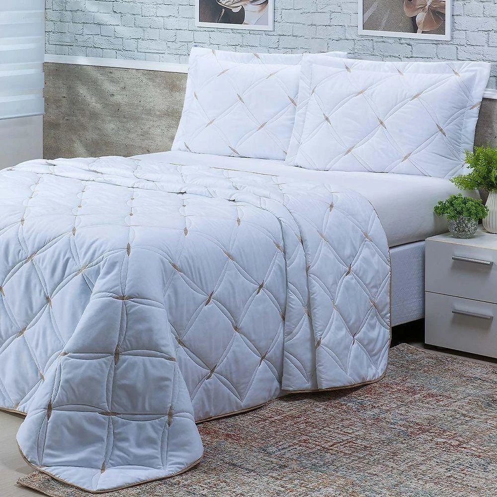 Kit Cobre Leito Unique King 3 Peças Hipercal 200 Fios 100% Poliéster - Branco