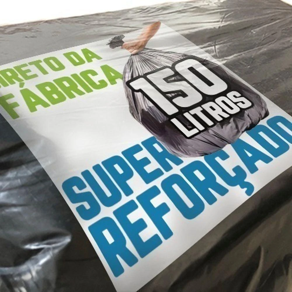 Saco de Lixo 150 Litros Super Reforçado 90cm X 102cm Preto 100 Unidades Higipack