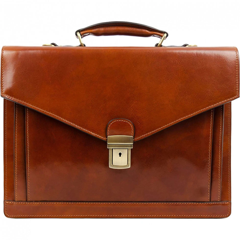 Bolsa Maleta Time Resistance de Couro Masculina para Laptop , Marrom