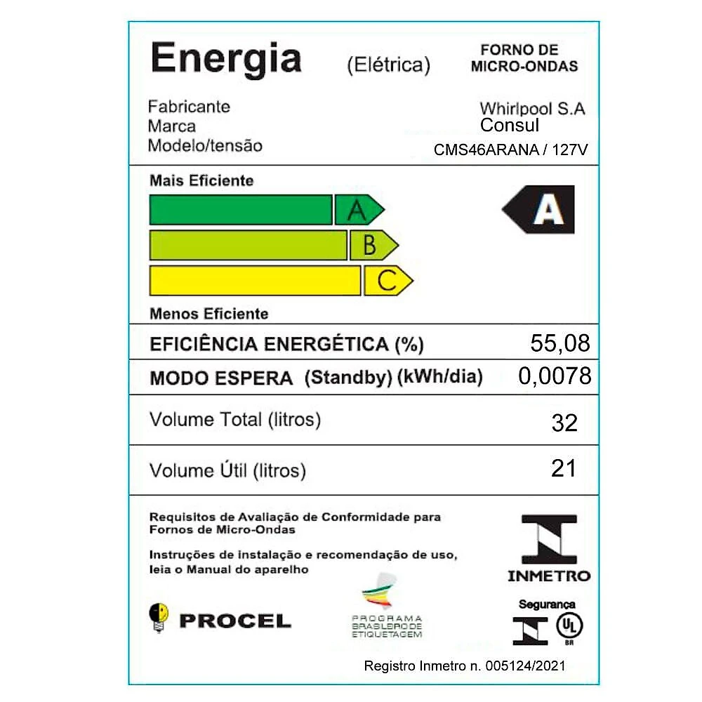 Micro-ondas CMS46AR Consul 32 Litros de Bancada Menu Fácil e Espelhado Cinza - 110V