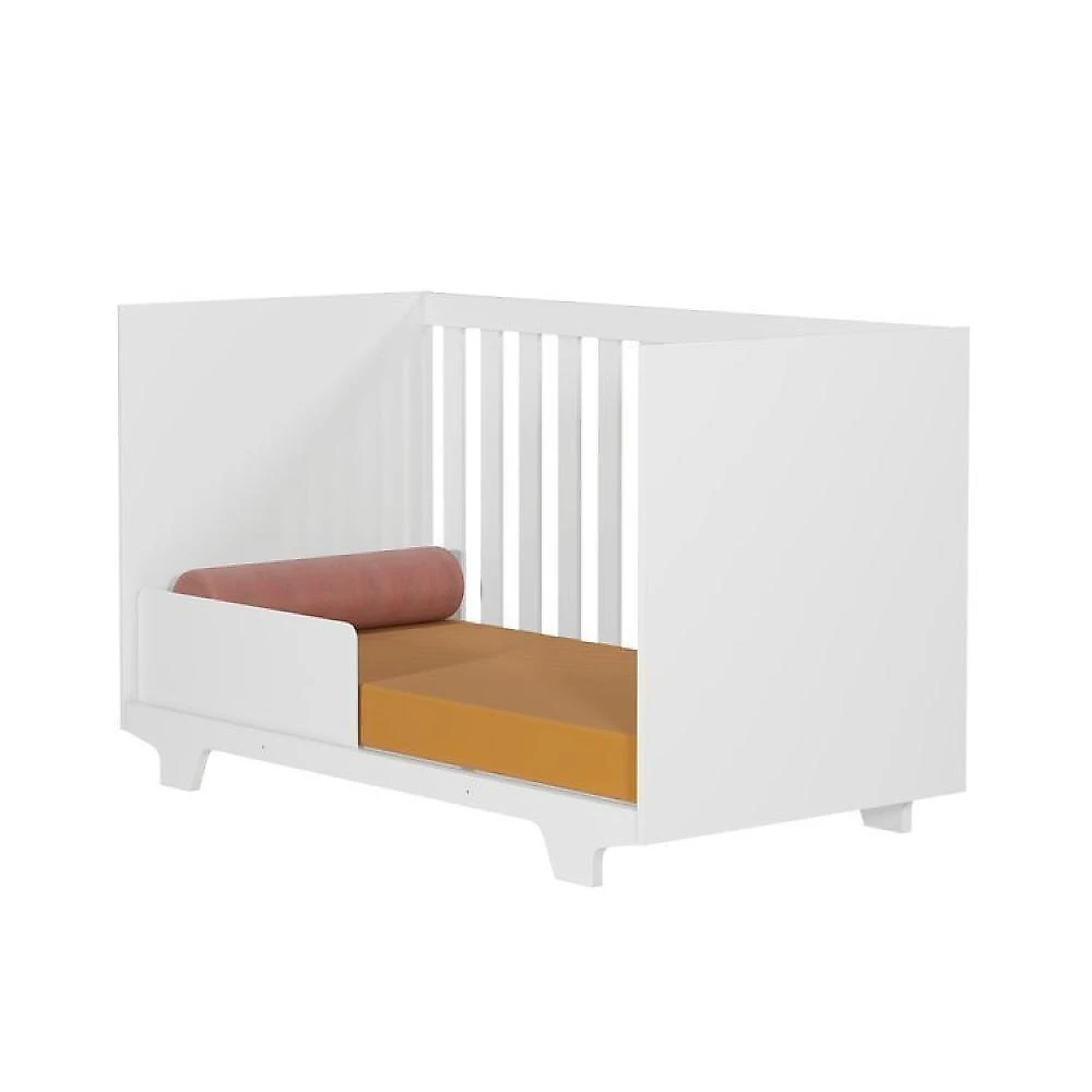 Quarto de Bebê com Berço Mini Cama, Cômoda1 Porta 4 Gavetas e Roupeiro 4 Portas 3 Gavetas Branco