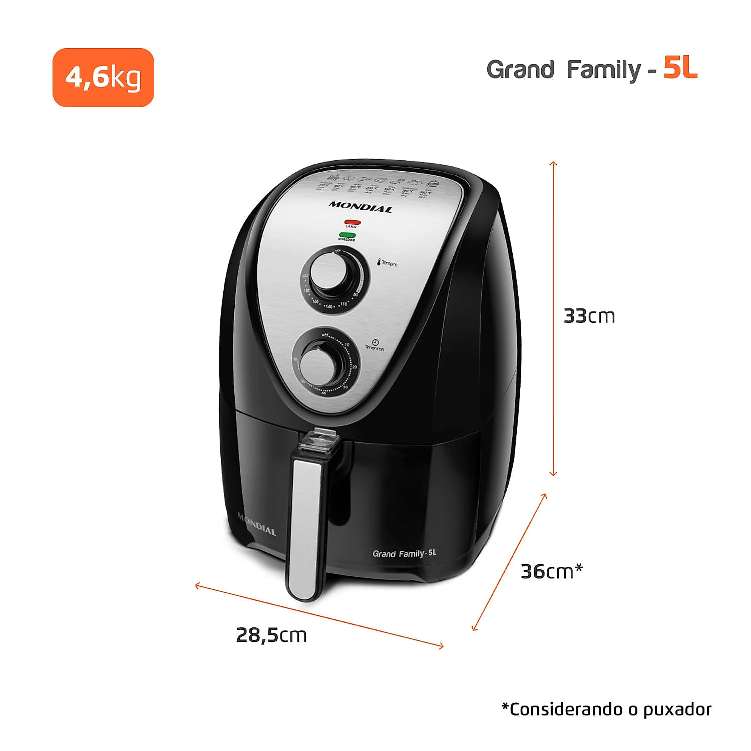 Fritadeira Air Fryer 5 Litros AFN-50-BI Mondial 127V