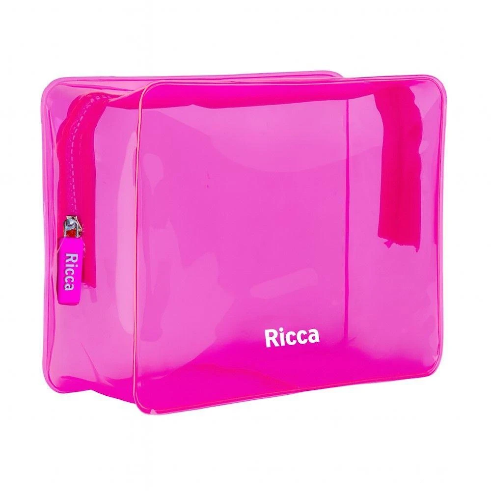 Necessaire Ricca Média Plástico 17x22x8cm Rosa Neon Feminino