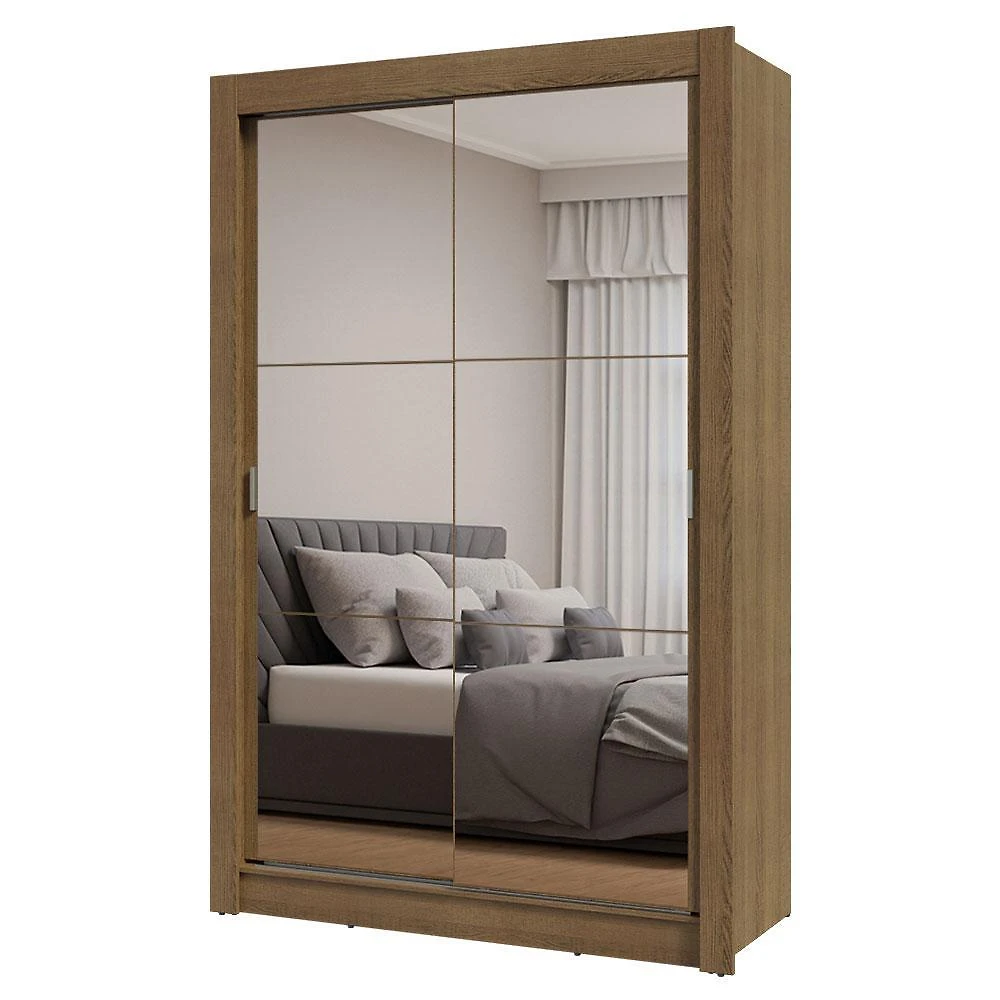 Guarda-roupa solteiro 2 portas de correr com espelhos milano madesa