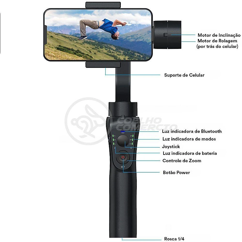 Estabilizador De Mão Portátil Gimbal S5b 3 Eixos Bluetooth