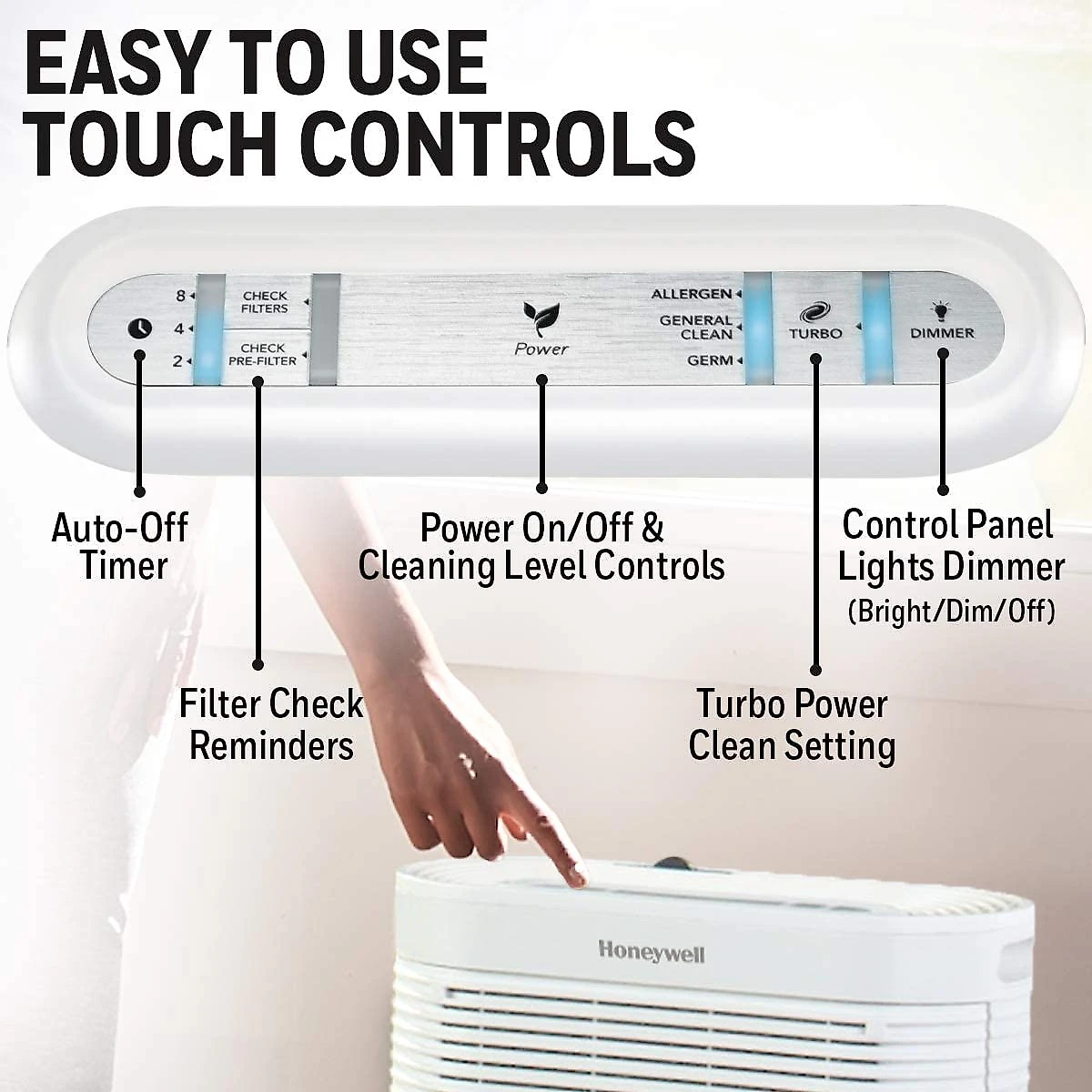 Honeywell Purificador de Ar, alcance 141 metros quadrados, 132W, branco.