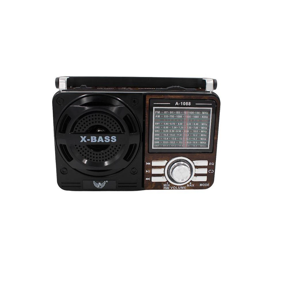 Rádio Portátil Retrô Bluetooth OEM AD-1088 Am Fm Sw Mp3 Player Usb Sd Bivolt 110-220V Marrom