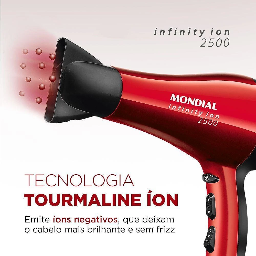 Secador De Cabelos Mondial Infinity 2500 Sc-12 Secador Cabelo-127v-vermelho/preto