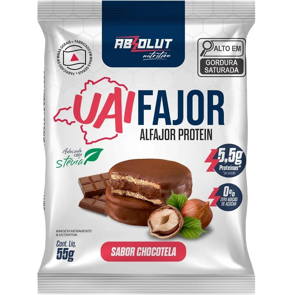 UaiFajor Protein Absolut Nutrition Sabor Chocotela com 5,5g de Proteína Zero Açúcar 55g