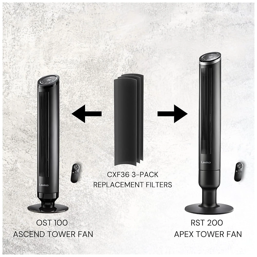 Ventilador de Torre com Controle Remoto, Distância Máxima do Ar 8 Metros, 6 Velocidades, Temporizador de 24H e Oscilação de 90°, 110V 54W, Lasko 110v