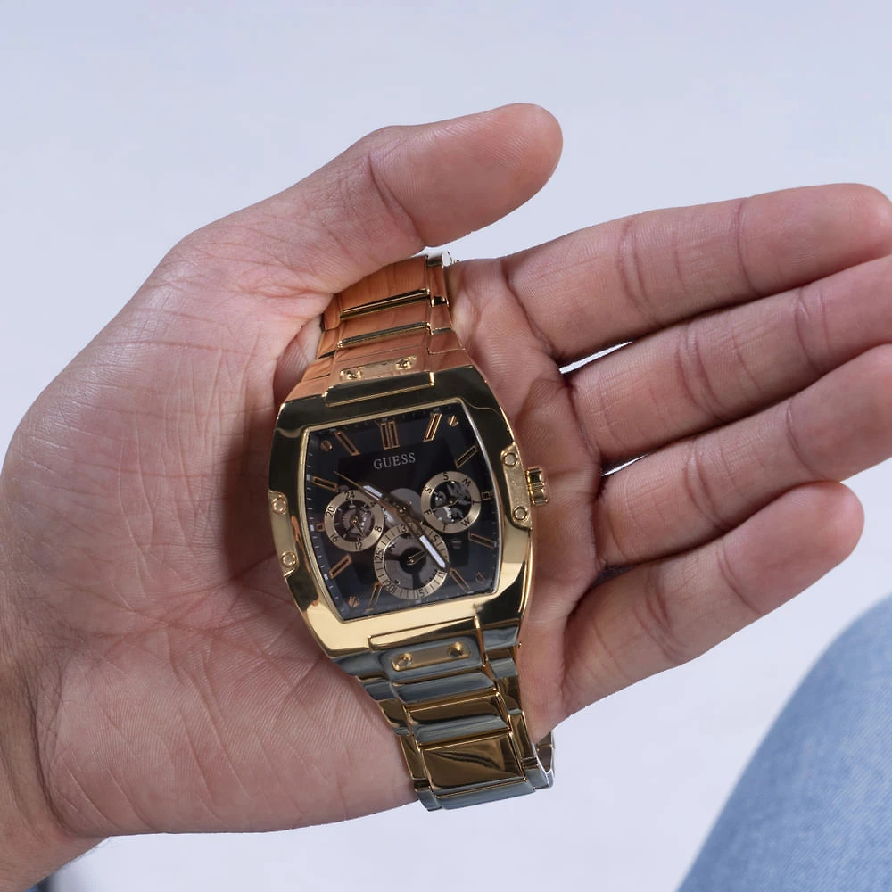 Miniatura Relógio Guess Masculino Multifunção Dourado GW0456G1