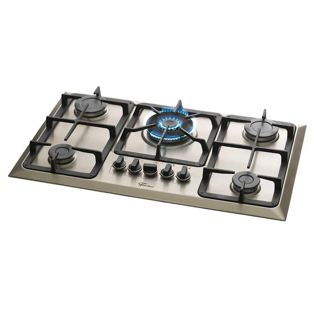 Cooktop Fischer 5 Bocas a Gás Mesa Aço Escovado Tripla Chama 23678-54121
