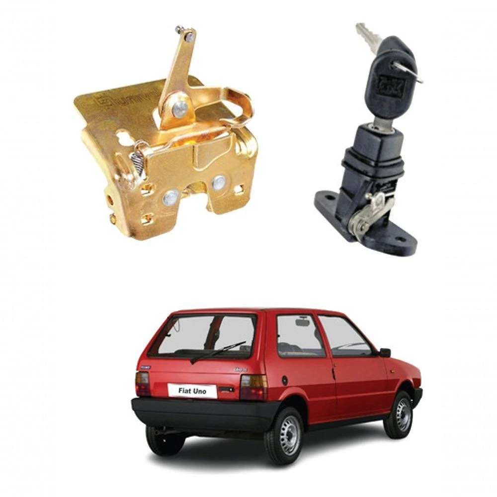 Kit Fechadura e Botão porta-malas F103 para Fiat Uno G1 1985 a 1995 Universal Automotive