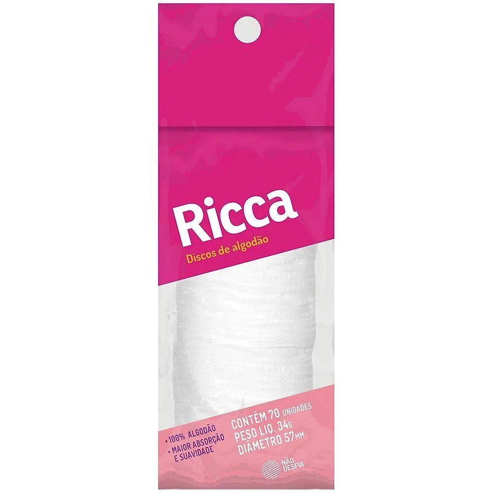 Disco De Algodão Ricca Com 70 Unidades Para Unha E Rosto