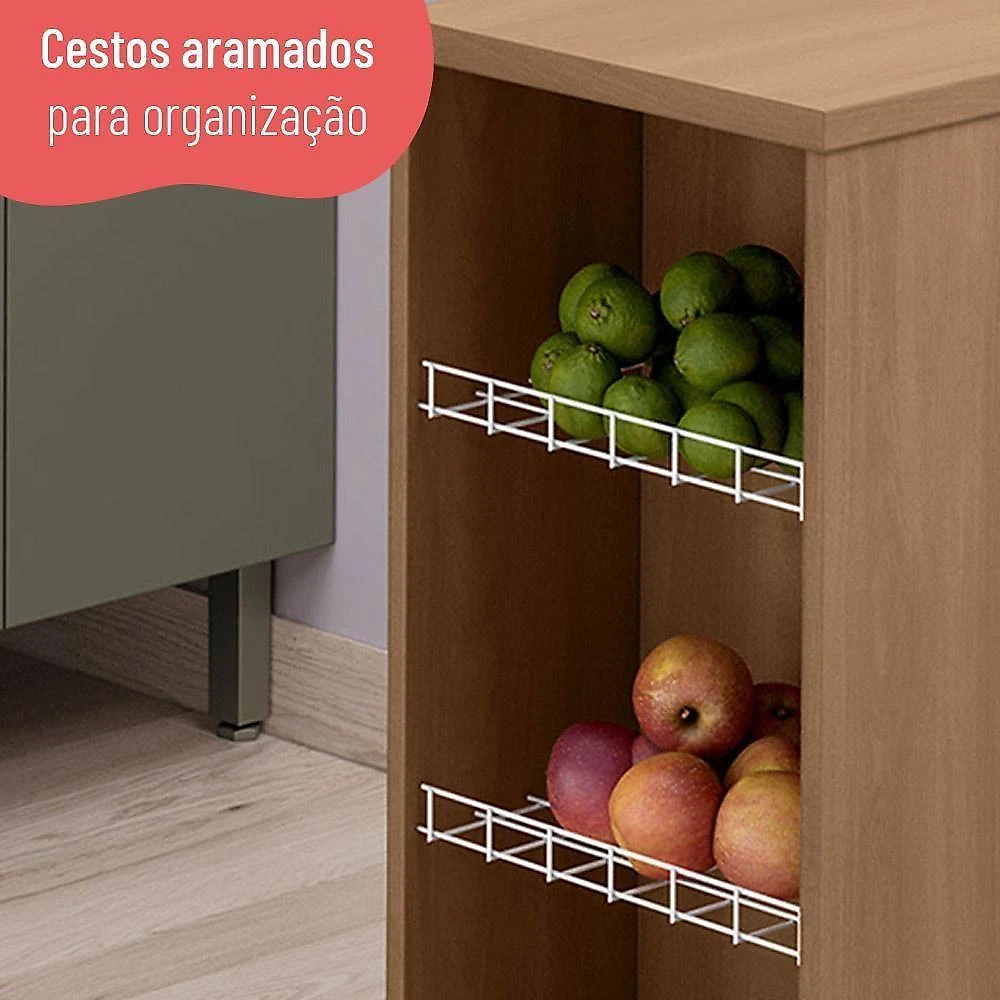 Bancada Ilha Para Cozinha Telasul 120 Cm Freijo Com Fruteira