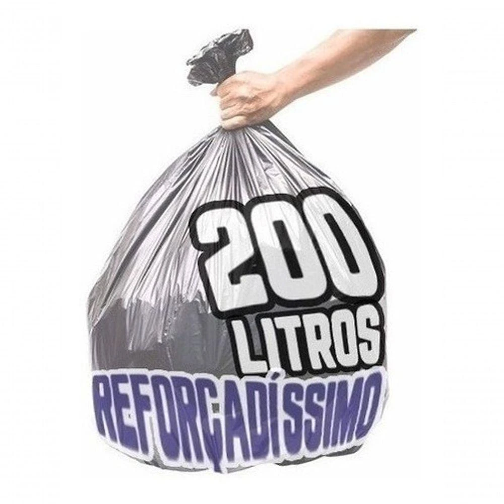 Saco de Lixo 200 Litros Reforçadíssimo 100 Unidades para Hotéis Lojas e Uso Doméstico Cinza Higipack
