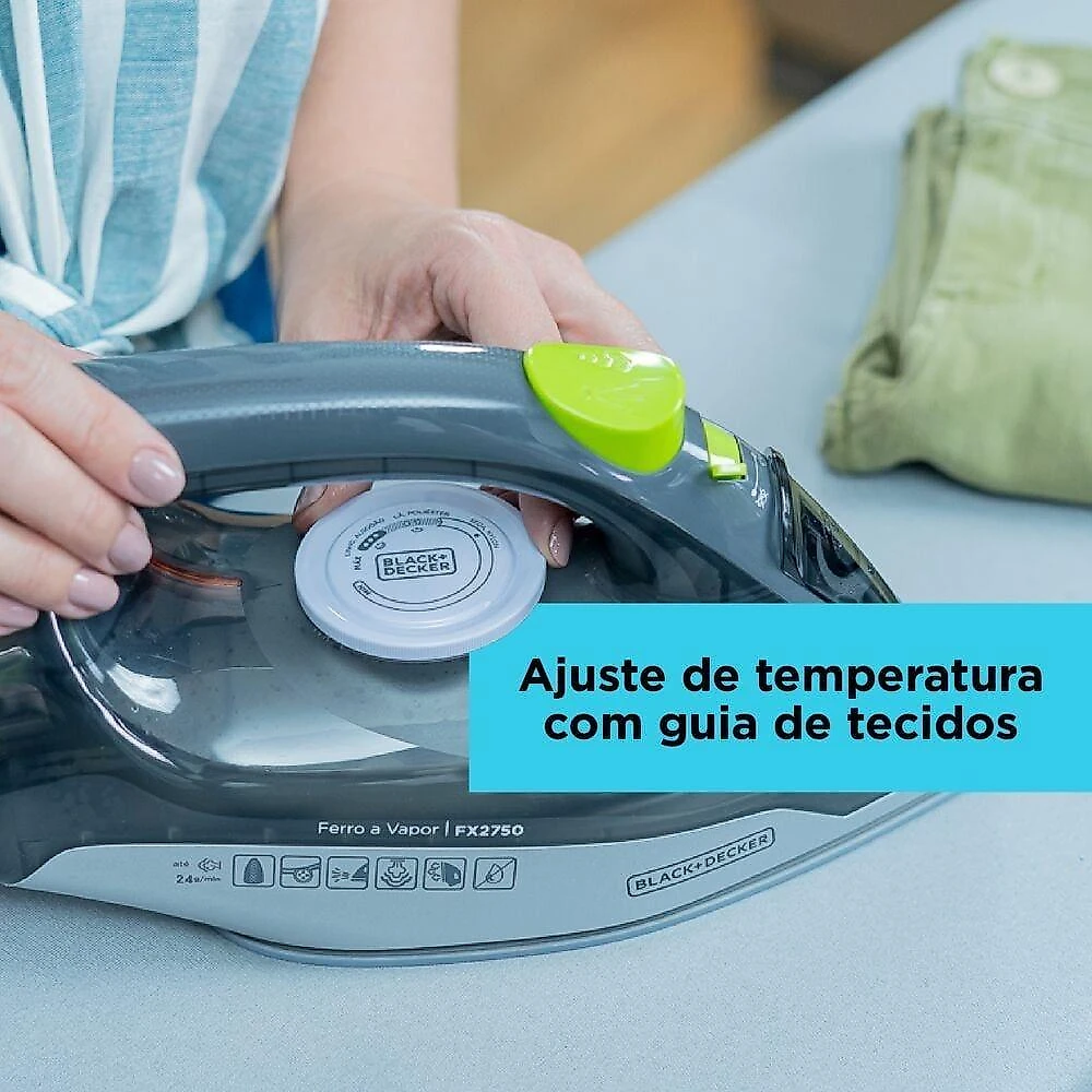 Ferro a vapor black+decker fx2750 antigotejamento base cerâmica gliss cabo giratório 110
