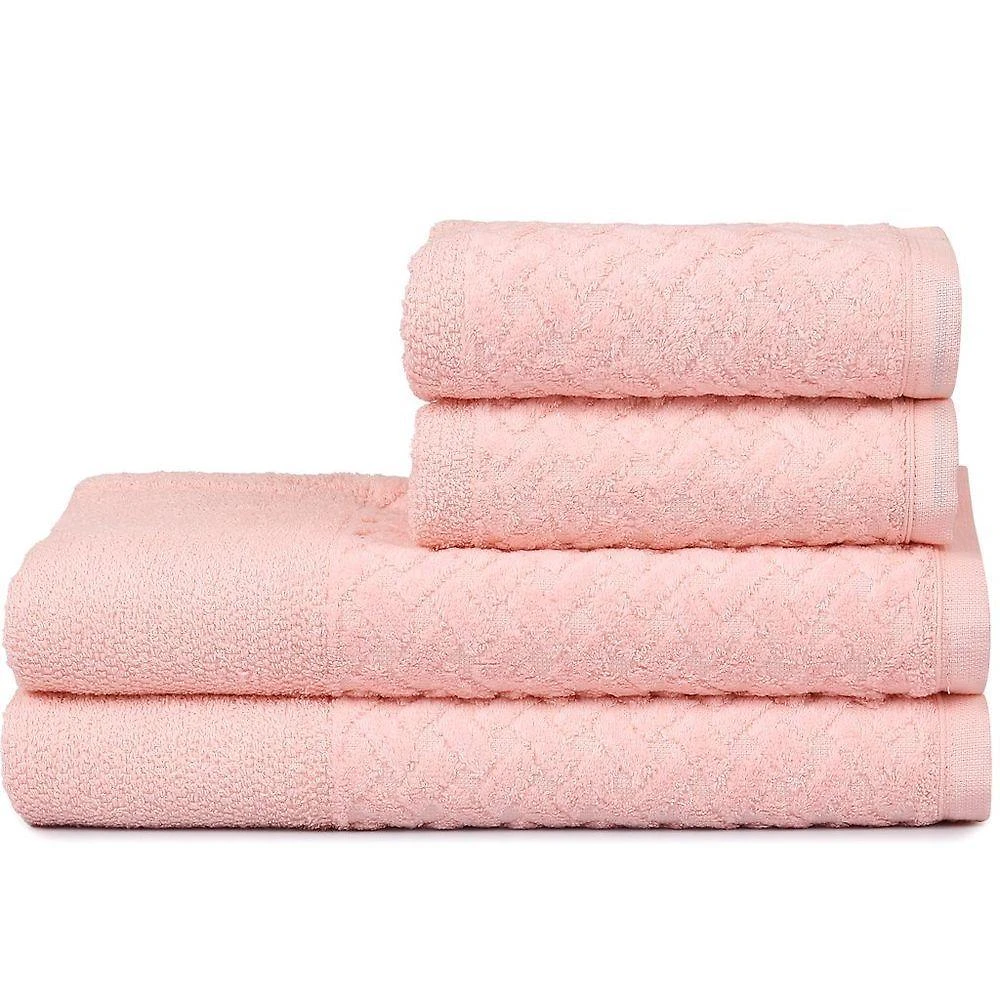 Jogo De Toalhas 4 Pçs Banho E Rosto Finesse 380g-m² 100% Algodão Atlântica Rosa Fada