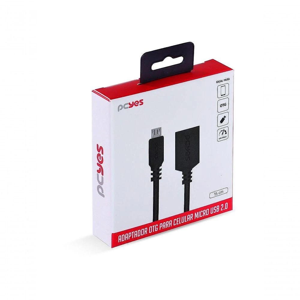 Adaptador Otg Micro Usb Para Usb 2.0 15cm Preto Conexão Com Celulares Smartphones Tablets - Pamup-15