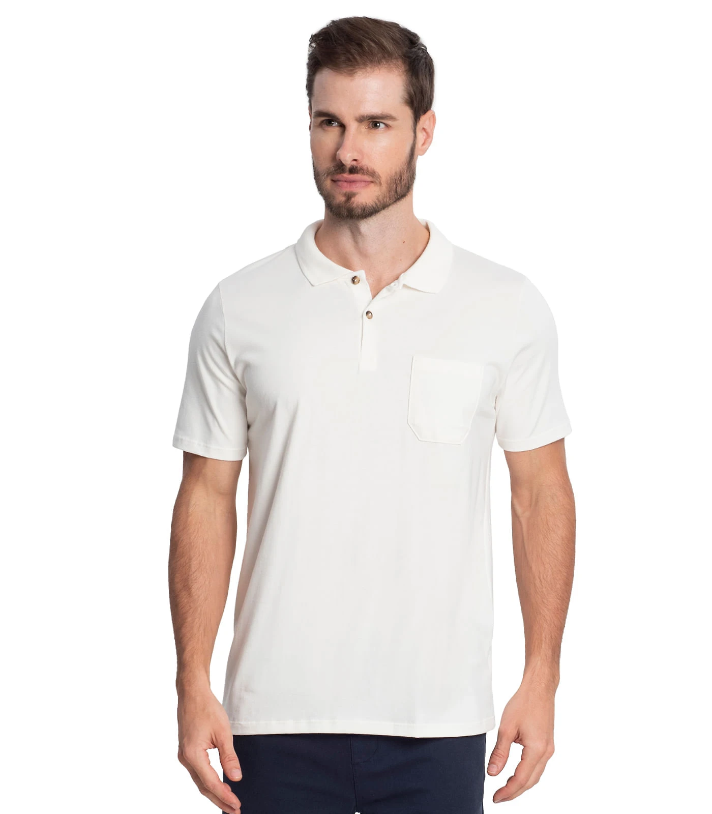 Polo Masculina Com Bolso Cotton Leve Diametro Bege