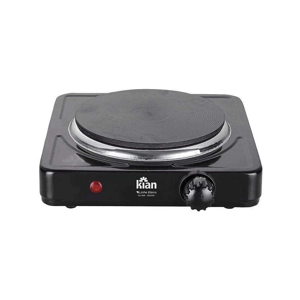 Fogão Elétrico FG-100 1 Boca 1000W 220V Antiaderente Preto Kian