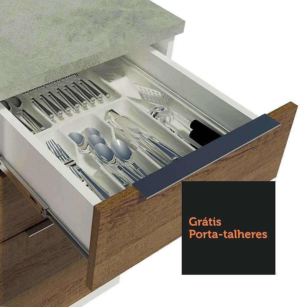 Cozinha completa madesa stella 290001 com armário e balcão - branco/rustic/branco