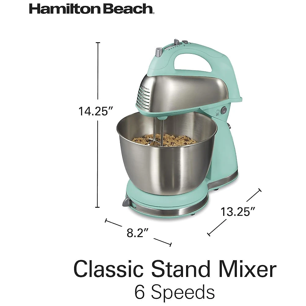 Batedeira Hamilton Beach Clássica, 4 Litros, 6 Velocidades com Turbo, Base Antiderrapante, 290W, Verde 64658