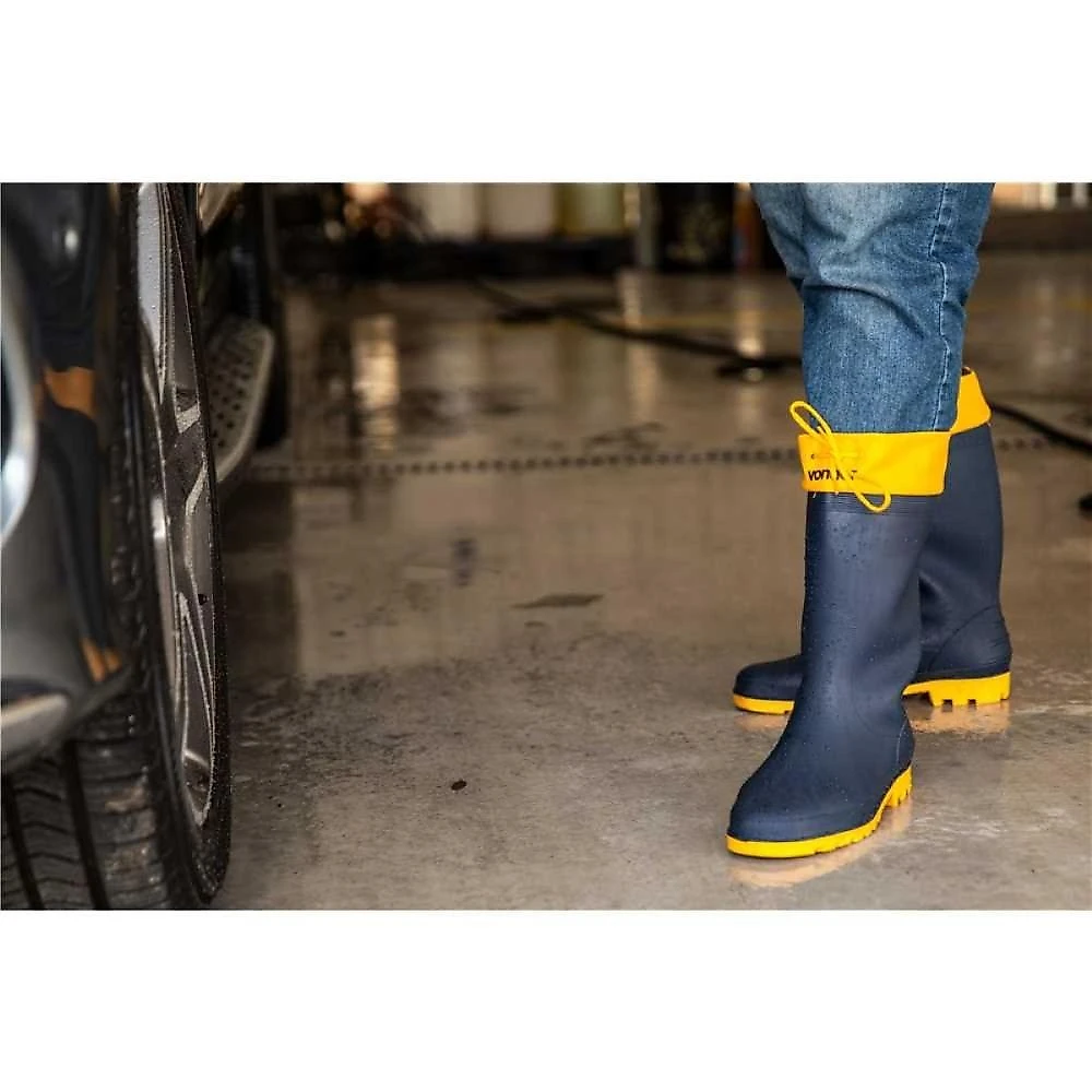 Bota pvc 37/38 azul/amarela cano médio sem forro vonder