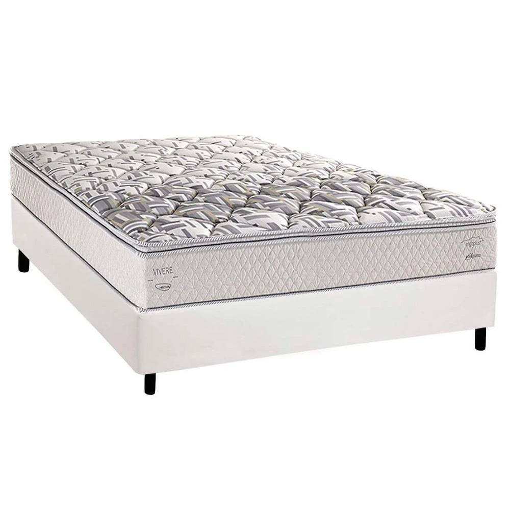 Cama Box Casal: Colchão Ortopédico Herval Ag65 Santorini C1604 + Base Crc Corano White (138x188)