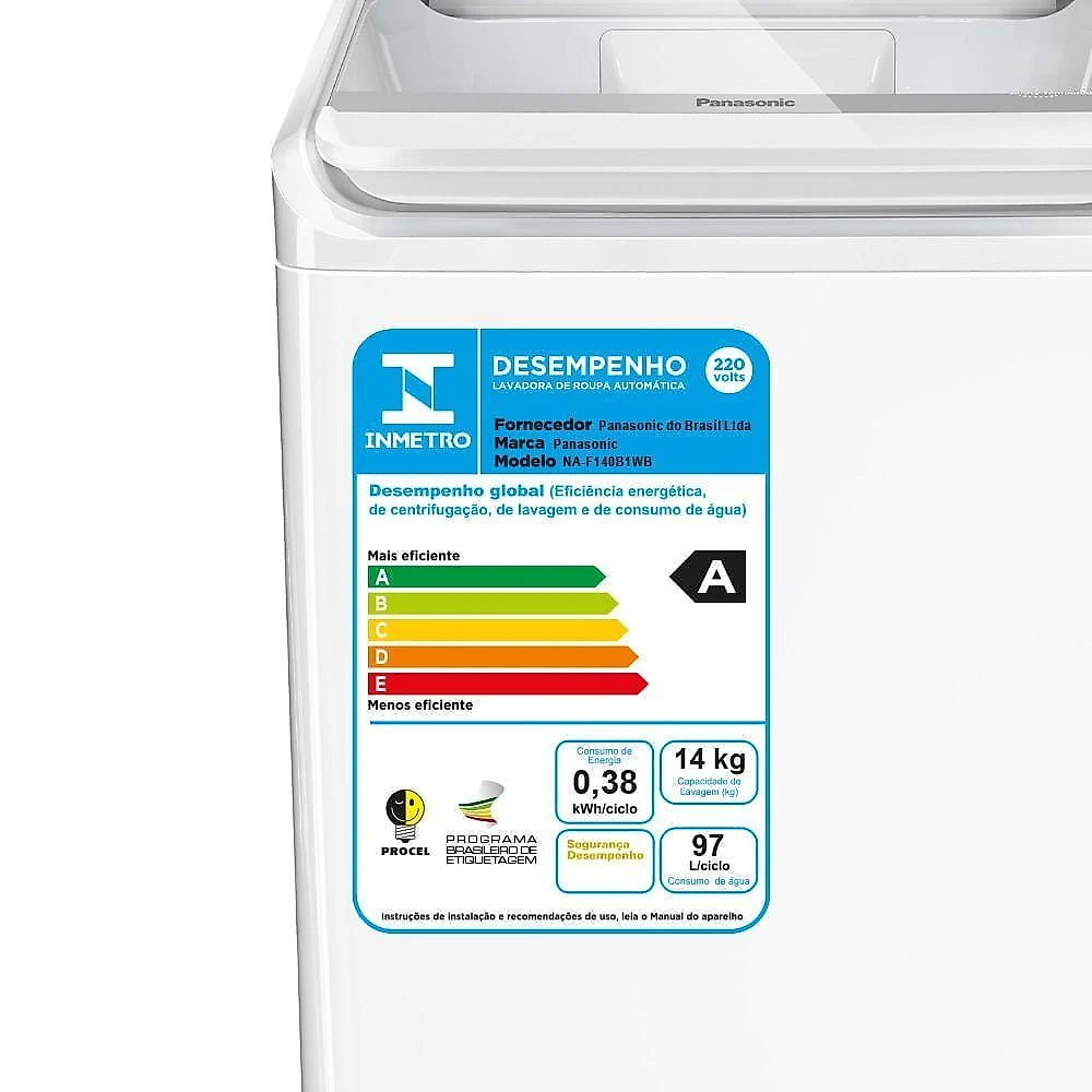 Máquina de Lavar Panasonic Função Vanish Branco Mais Branco 14kg - NA-F140B1W 220V