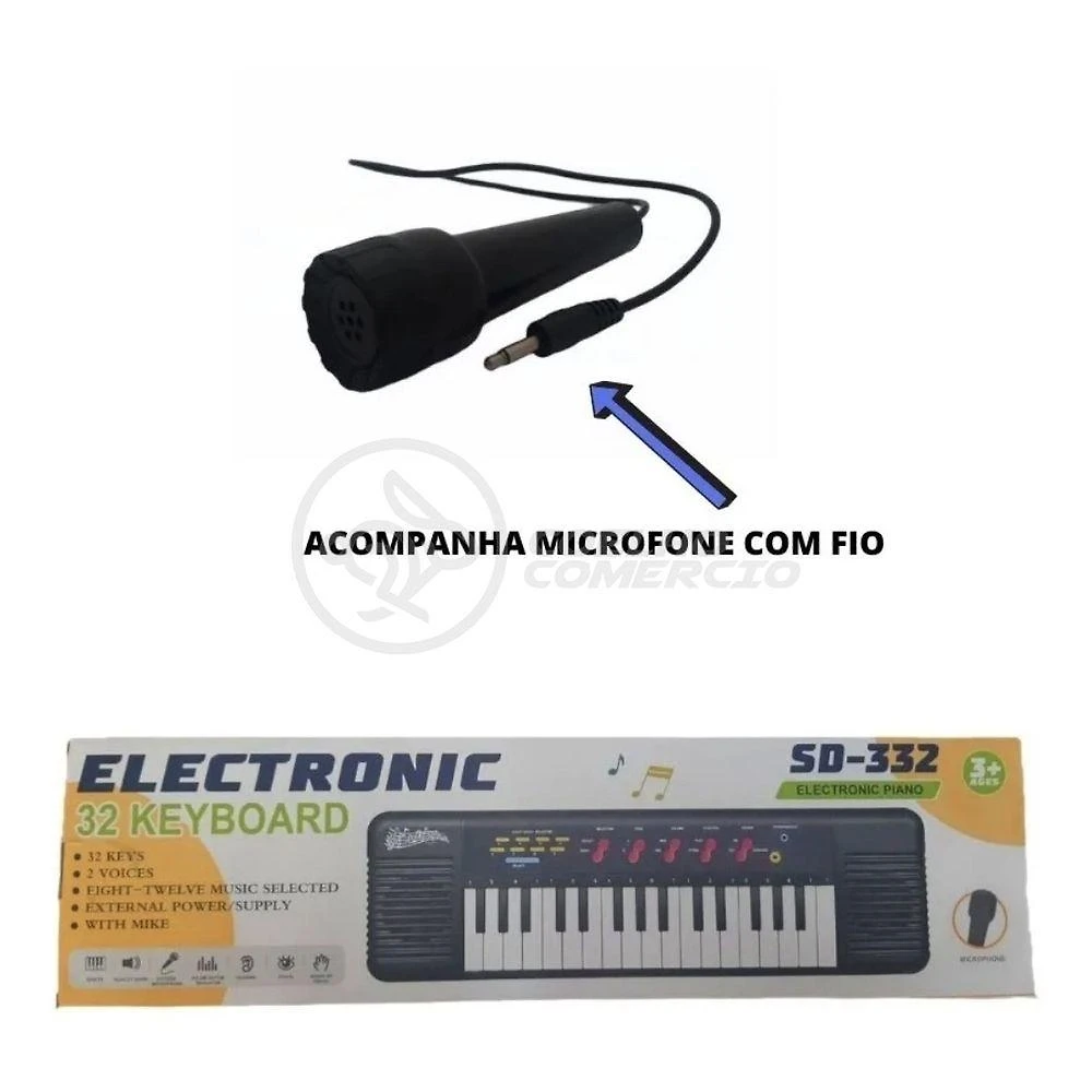 Mini Teclado Infantil 32 Teclas Musical Karaokê E Microfone