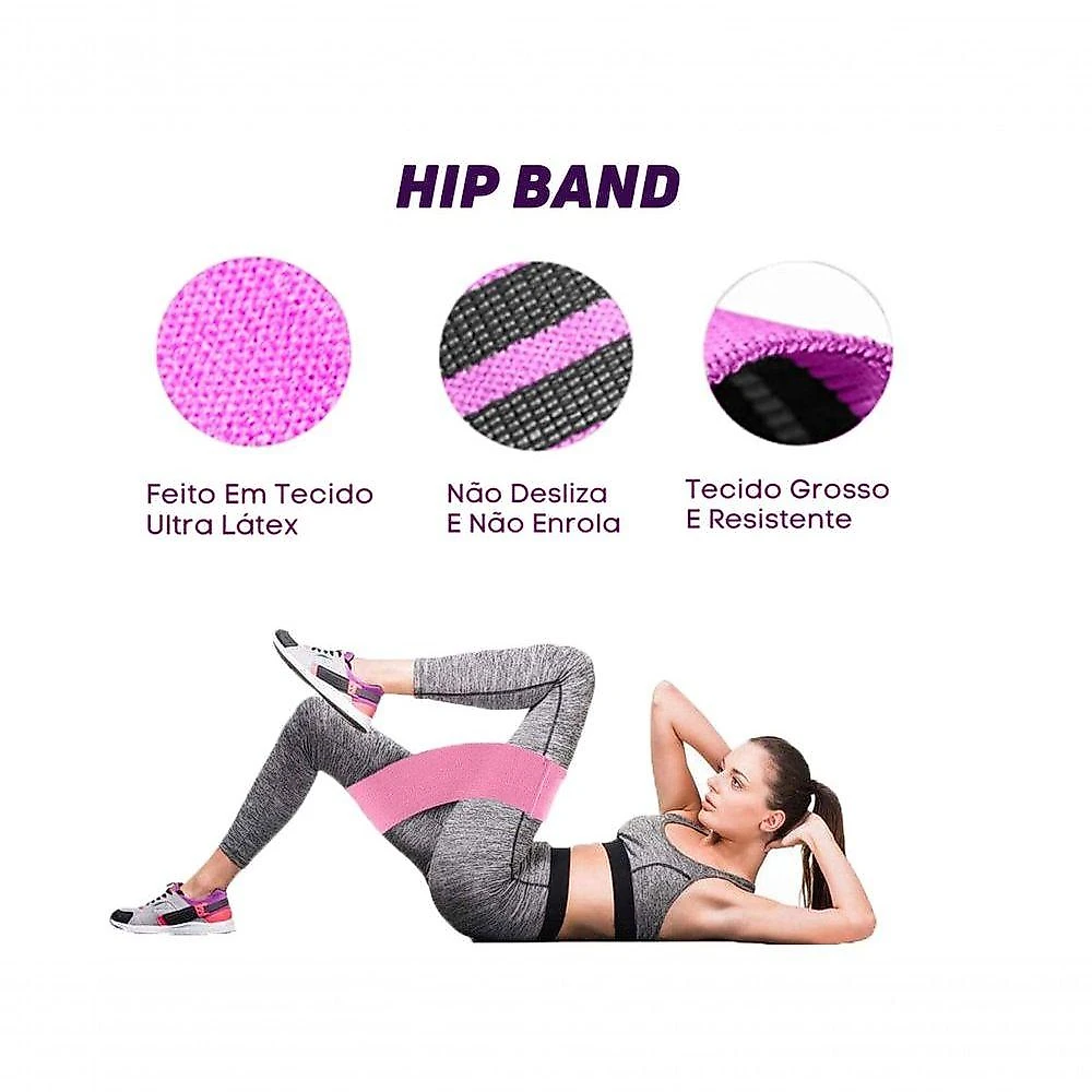 Acessório para Exercícios Mini Hip Band Pro com Sistema Antideslizamento Roxo Bravus 8CM