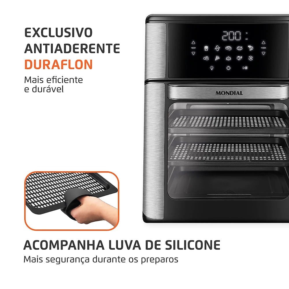 Miniatura Fritadeira Elétrica Forno Oven 12L Mondial AFON-12L-BI 127V