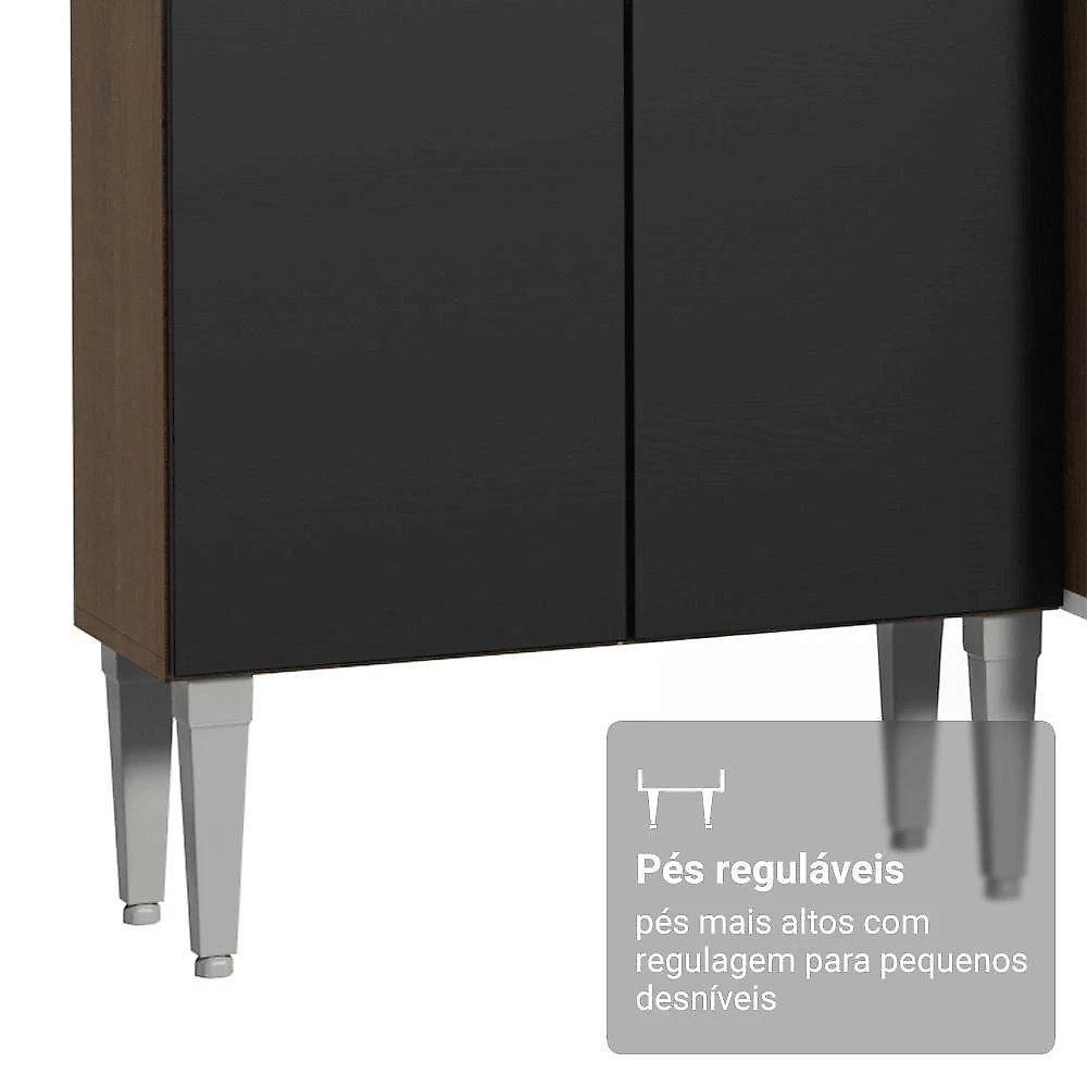 Armário De Cozinha Completa 225cm Rustic/preto Emilly Madesa 01xa Rustic/preto