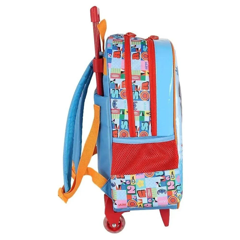 Mochila Escolar com Rodinhas Luxcel Stitch Angel Poliester Lilás Infantil